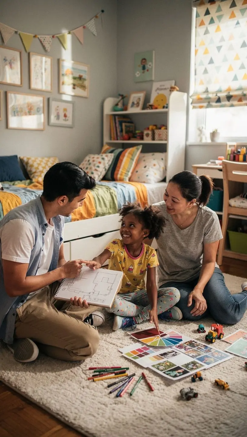 Nowoczesny salon z jasnymi kolorami i minimalistycznym wystrojem.